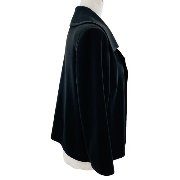 St John Black Knit Cropped Long Sleeve Luxury Designer Swing Jacket Blazer 12 - Picture 4 of 15